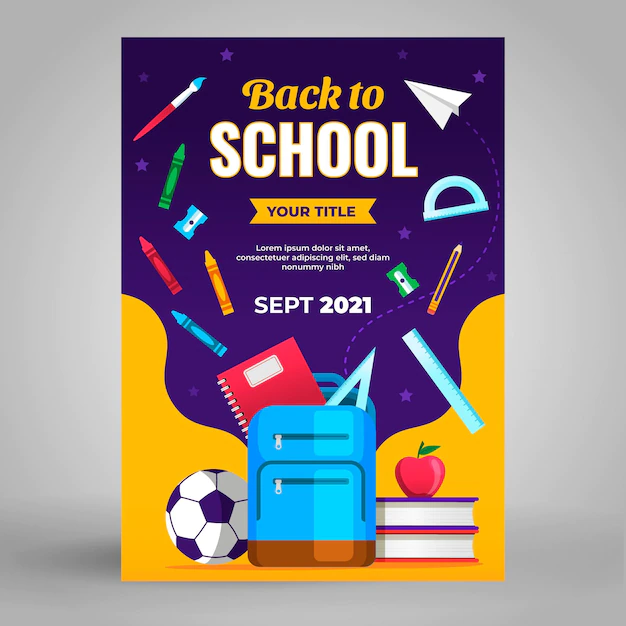 Free Vector | Flat back to school vertical poster template