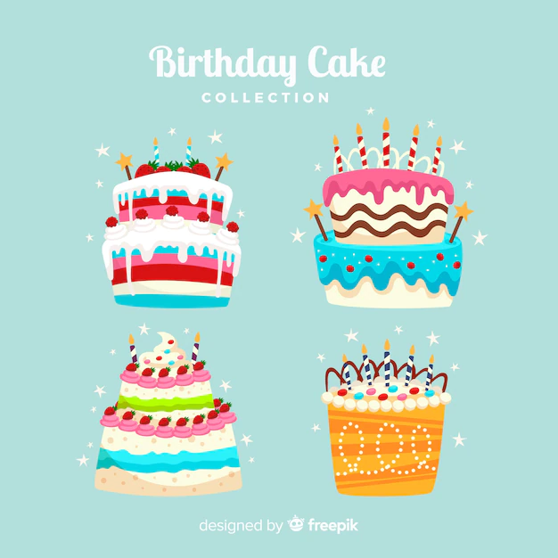 Free Vector | Flat birthday cake collection