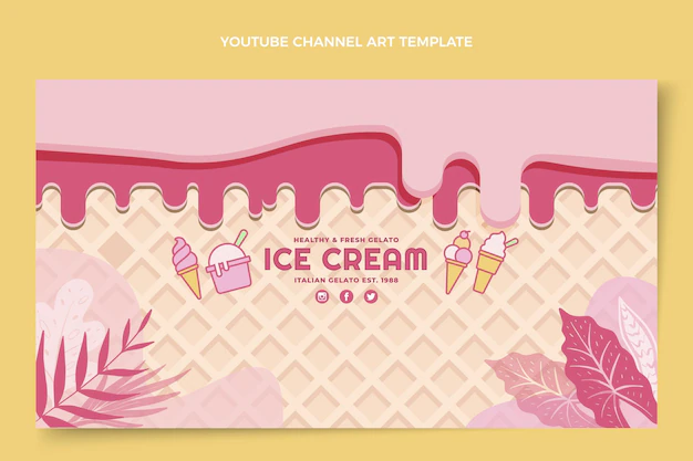 Free Vector | Flat delicious ice cream youtube channel art
