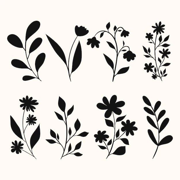 Free Vector | Flat design flower silhouettes illustration