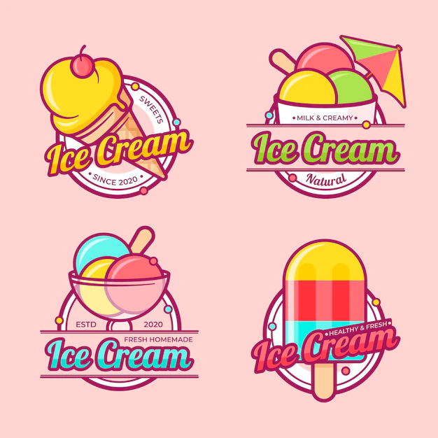 Free Vector | Flat design ice cream label pack