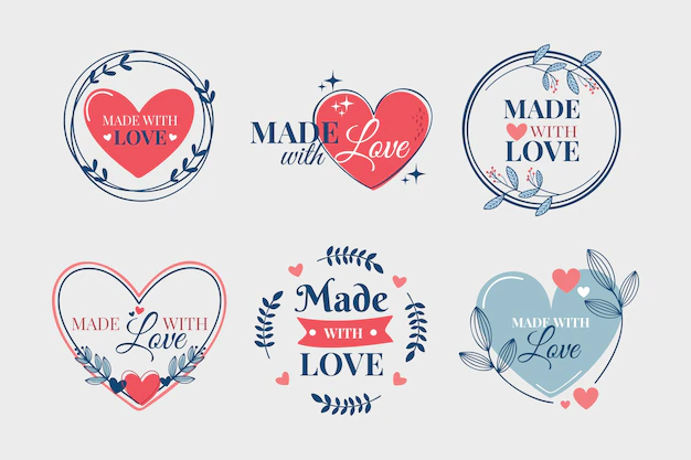 Free Vector | Flat design made with love label pack