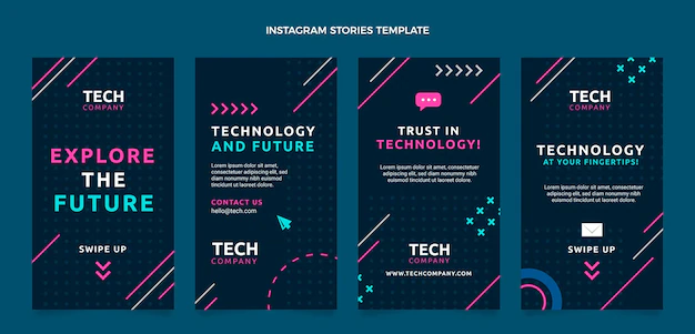 Free Vector | Flat design minimal technology instagram stories