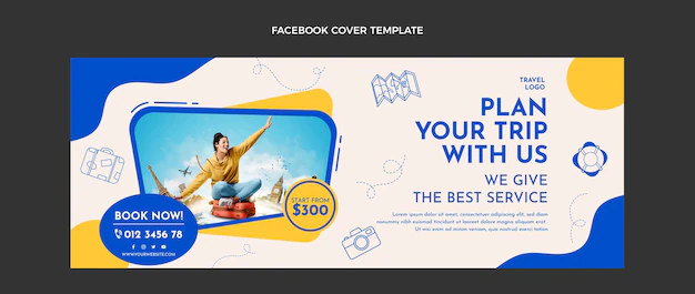 Free Vector | Flat design travel template of facebook cover