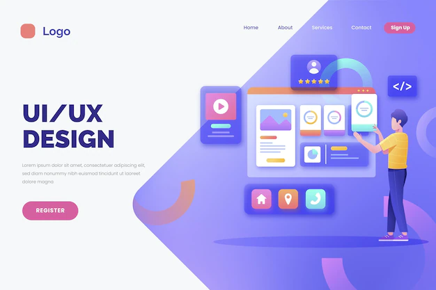 Free Vector | Flat design ui ux landing page