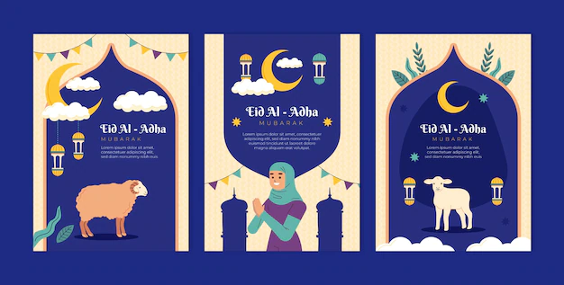 Free Vector | Flat eid al-adha greeting cards collection