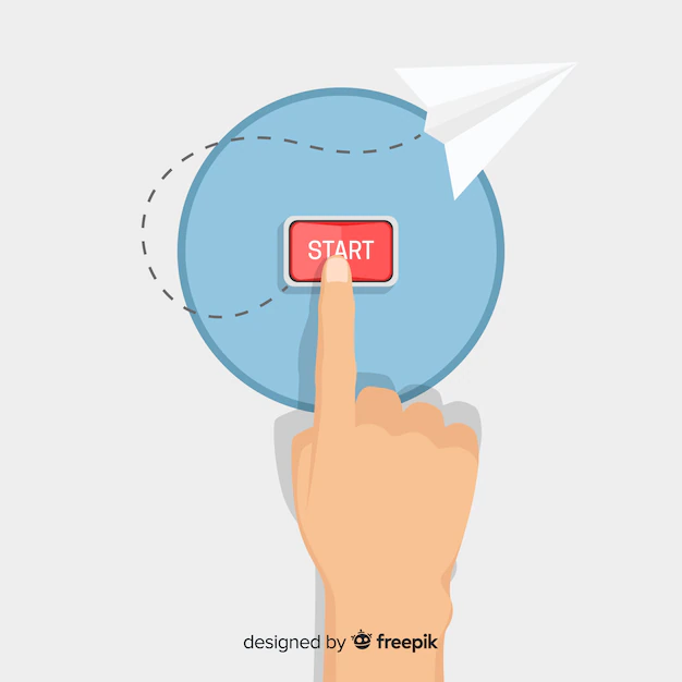 Free Vector | Flat finger pressing red start button