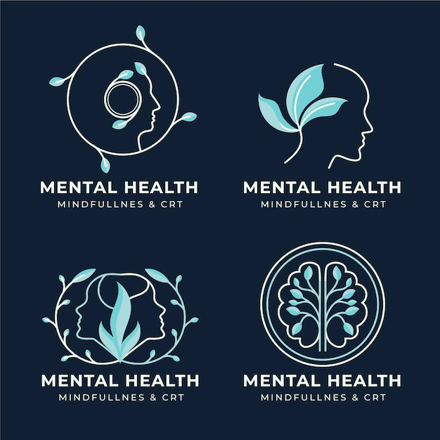 Free Vector | Flat mental health logo collection