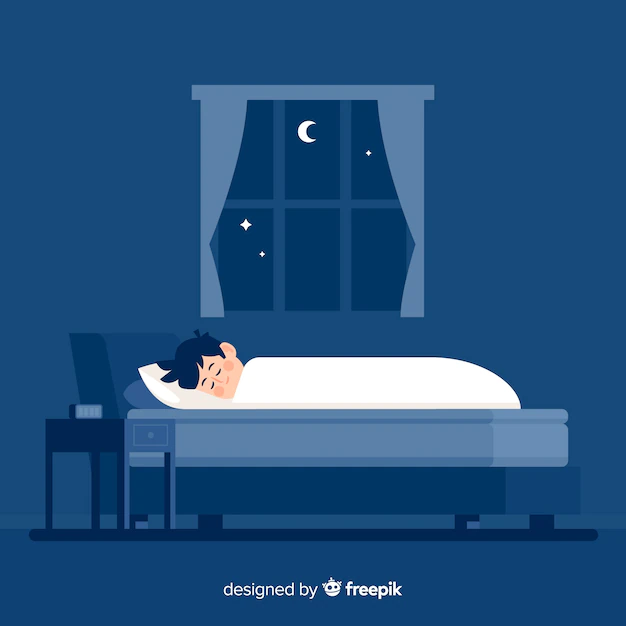 Free Vector | Flat person sleeping at night in bed background