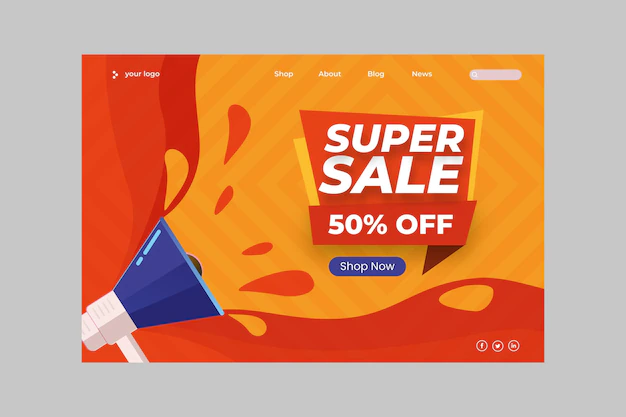 Free Vector | Flat sale landing page template