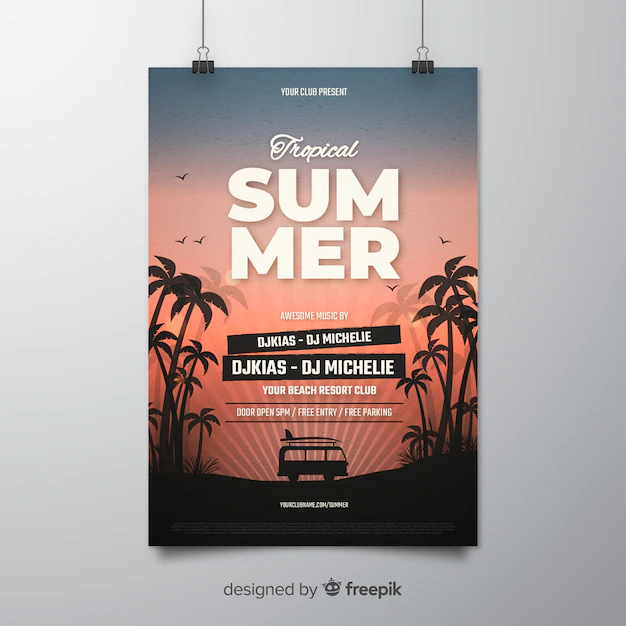 Free Vector | Flat summer party poster template