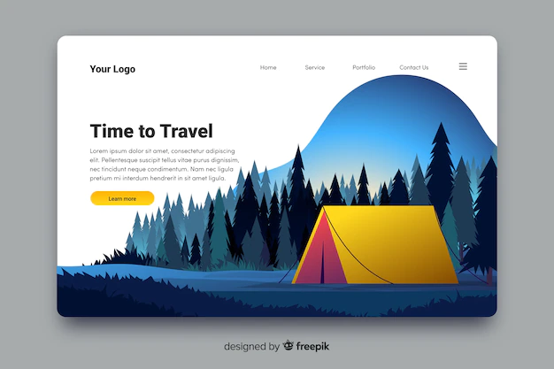 Free Vector | Flat travel landing page template