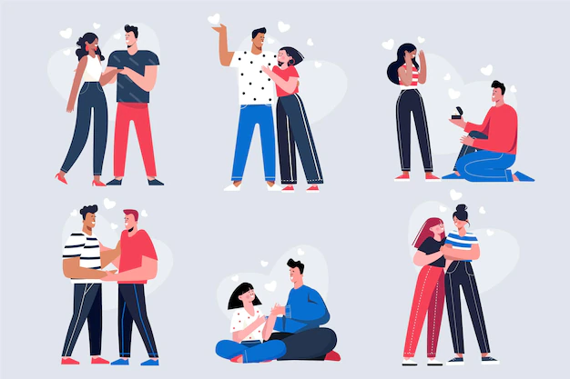 Free Vector | Flat valentine's day couple pack