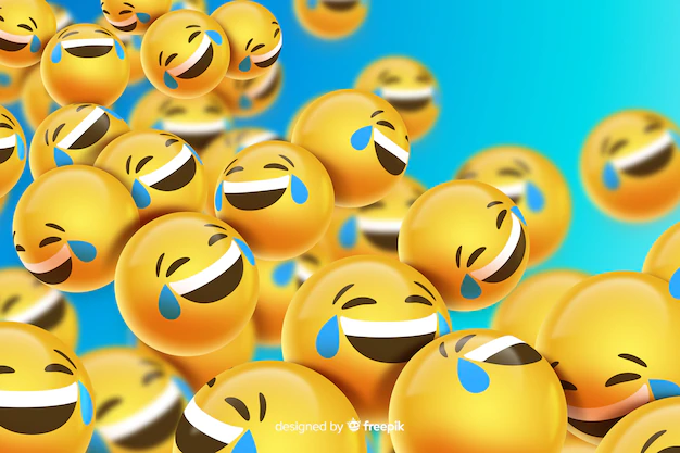 Free Vector | Floating laughing emoji characters