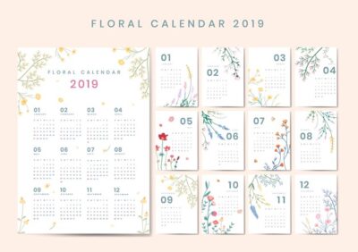 Free Vector | Floral calendar mockup