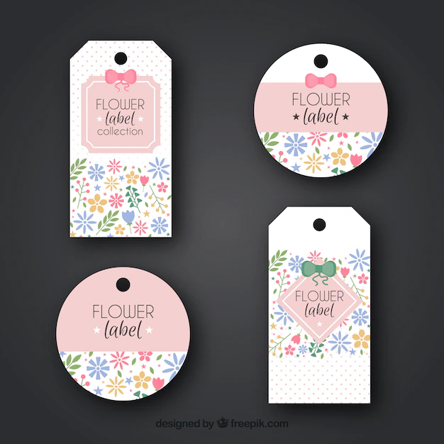 Free Vector | Floral labels in different shapes