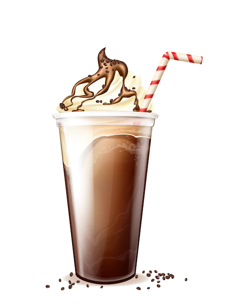 Free Vector | Frappe coffee frappucino in disposable plastic cup