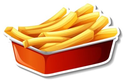 Free Vector | French fries in paper tray in cartoon style