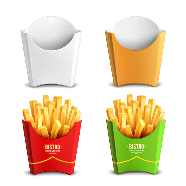 Free Vector | French fries package design concept