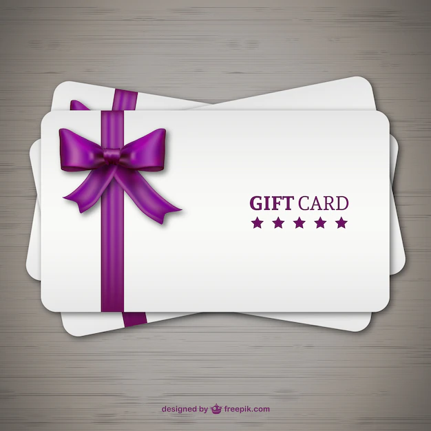 Free Vector | Gift cards with purple ribbon