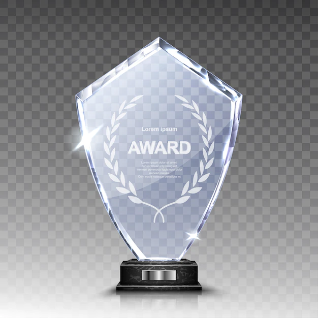 Free Vector | Glass trophy or acrylic winner award realistic