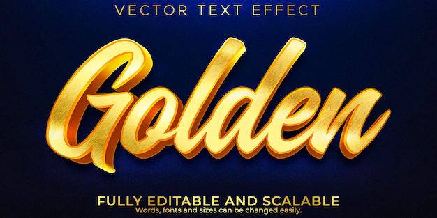 Free Vector | Golden editable text effect, metallic and shiny text style.