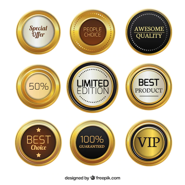 Free Vector | Golden promotion badges