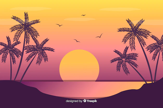 Free Vector | Gradient beach sunset landscape