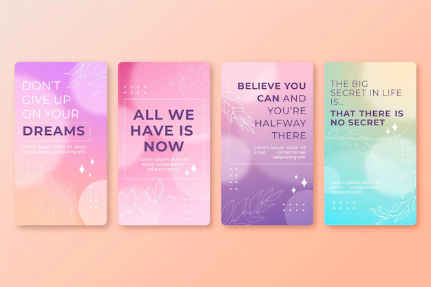 Free Vector | Gradient inspirational quotes instagram story collection