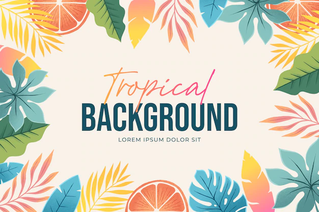 Free Vector | Gradient summer tropical background with leaves