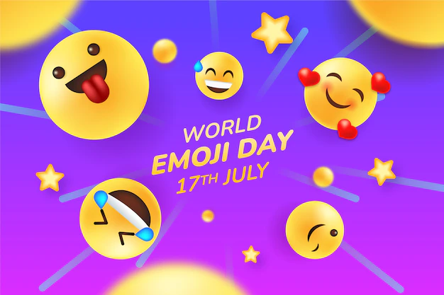 Free Vector | Gradient world emoji day background with emoticons