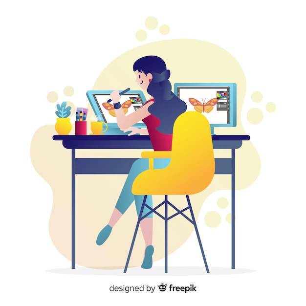 Free Vector | Graphic designer workplace