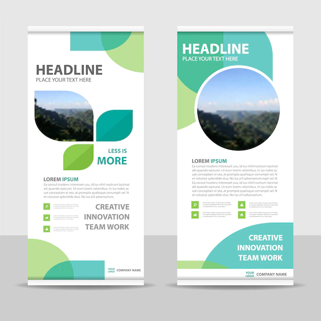 Free Vector | Green creative roll up banner template