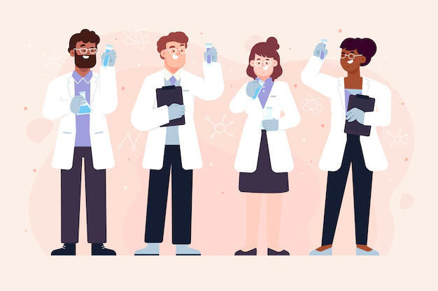 Free Vector | Group of scientists workers holding tubes