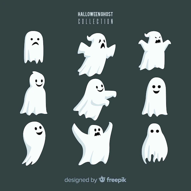 Free Vector | Halloween ghost character collection with flat design