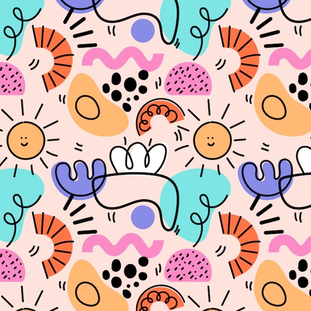 Free Vector | Hand drawn abstract doodle pattern