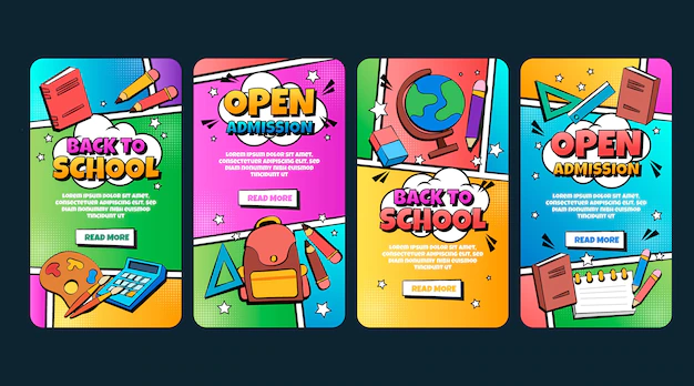 Free Vector | Hand drawn back to school instagram stories collection