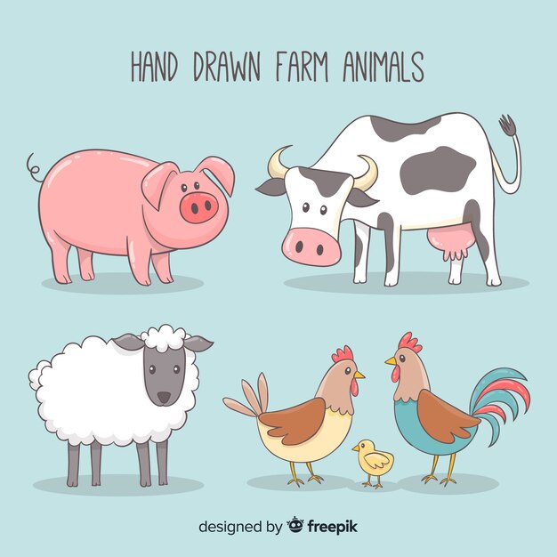 Free Vector | Hand drawn farm animal collection