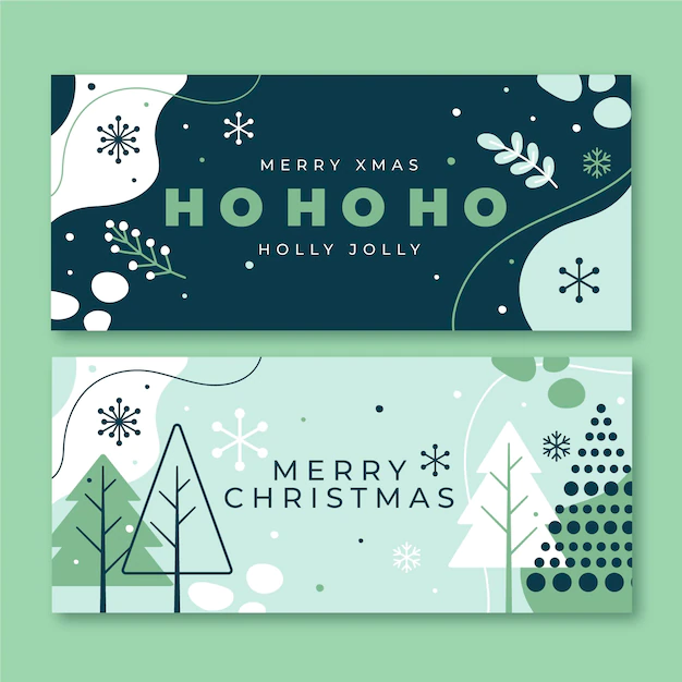 Free Vector | Hand drawn flat horizontal christmas banners set