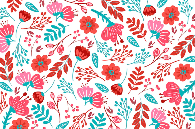 Free Vector | Hand drawn floral pattern in red tones
