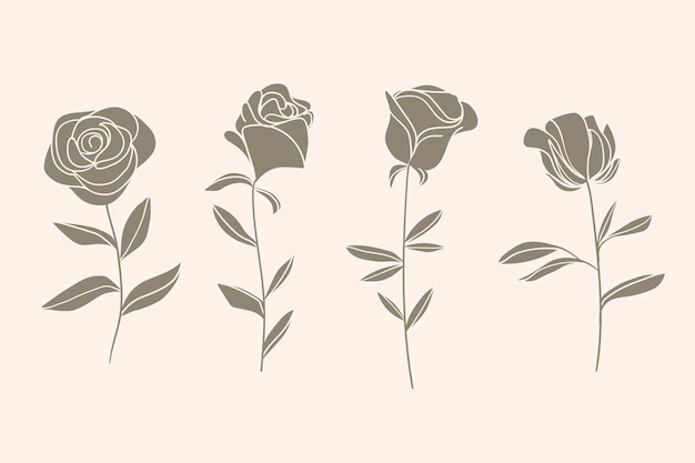 Free Vector | Hand drawn flower silhouettes illustration