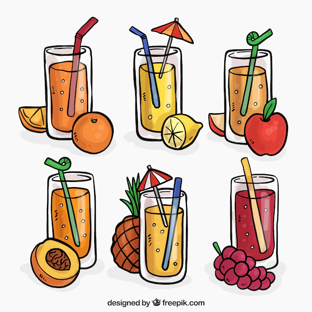 Free Vector | Hand-drawn fruit juice set