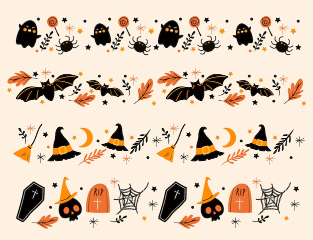 Free Vector | Hand drawn halloween border collection
