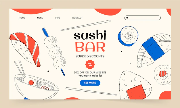 Free Vector | Hand drawn japanese restaurant landing page template