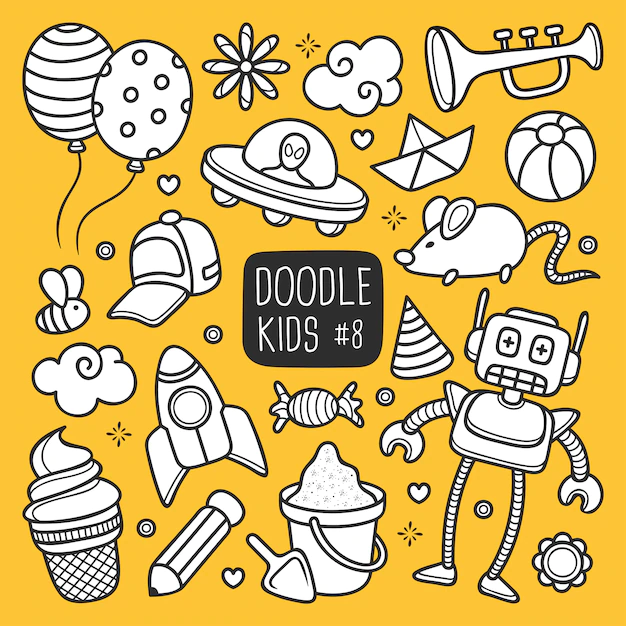 Free Vector | Hand drawn kids doodle
