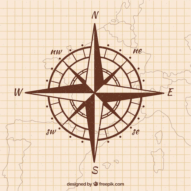 Free Vector | Hand drawn map compass background