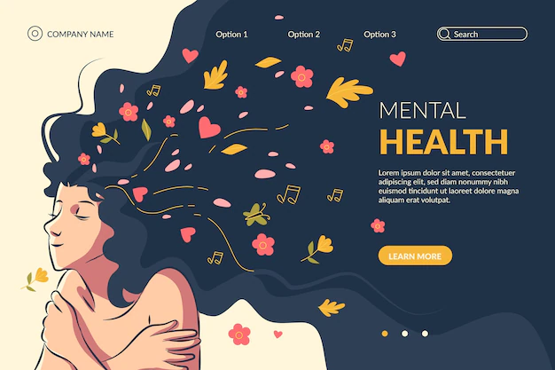 Free Vector | Hand drawn mental health landing page template