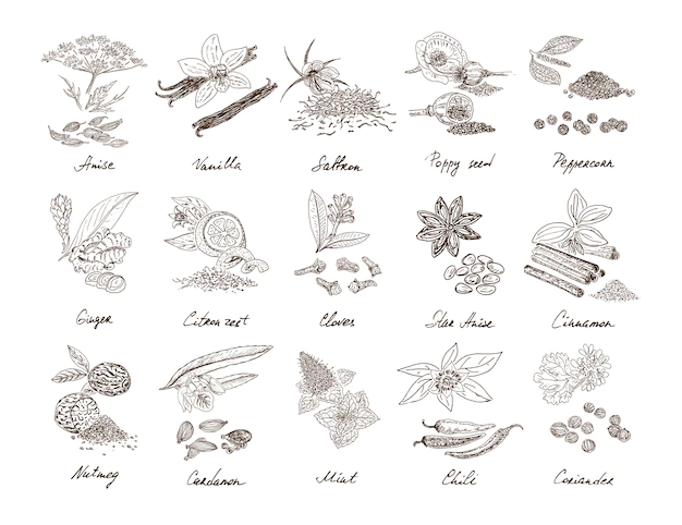 Free Vector | Hand drawn natural spices set