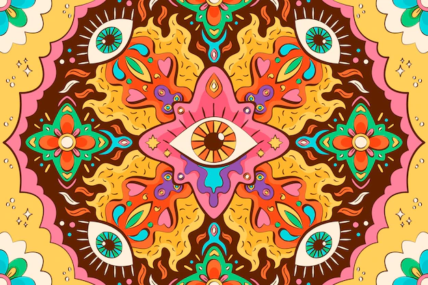 Free Vector | Hand drawn psychedelic groovy background