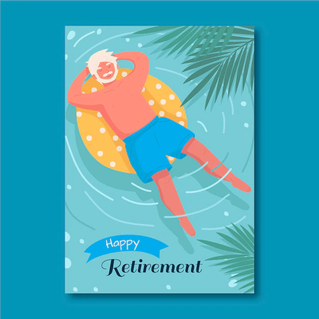Free Vector | Hand drawn retirement greeting card template